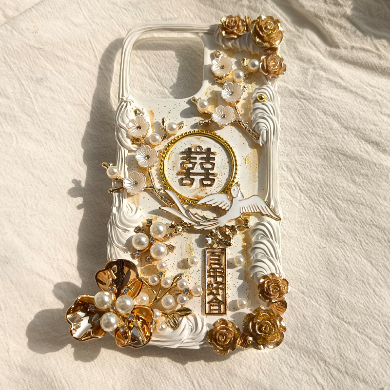 A Celebratory Phone Case Adorned with Tradition,Whipped Cream,Customizable,DIY