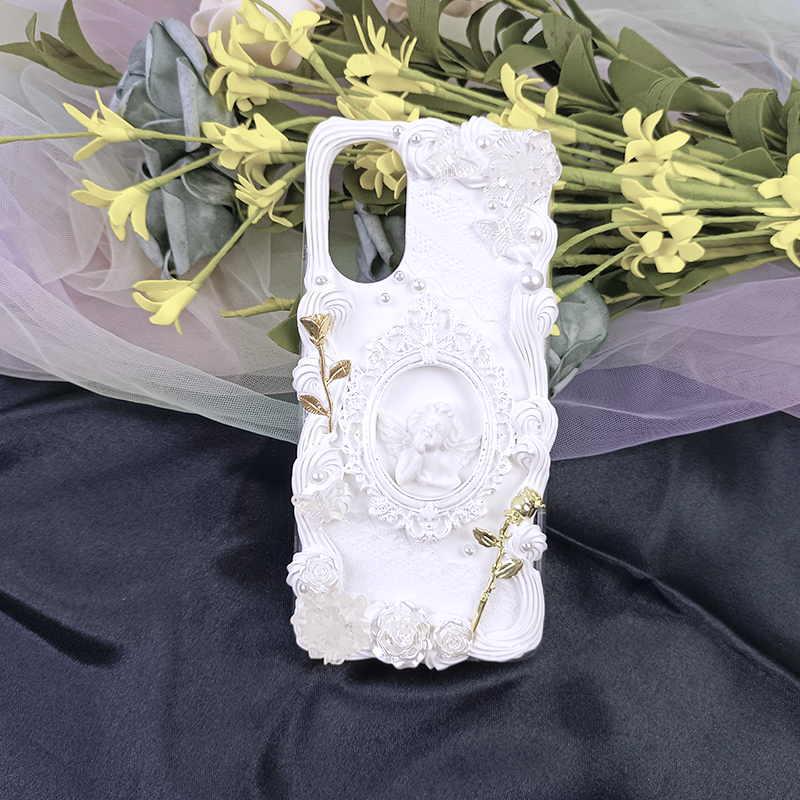 Baroque Angel Golden Romance Phone Case,Whipped Cream,DIY