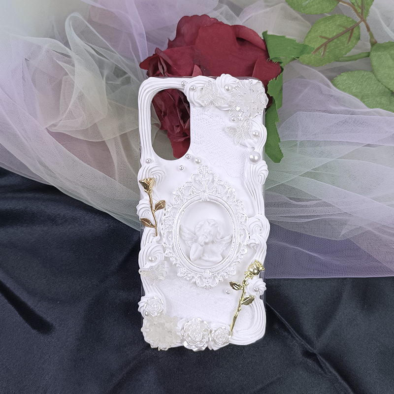 Baroque Angel Golden Romance Phone Case,Whipped Cream,DIY