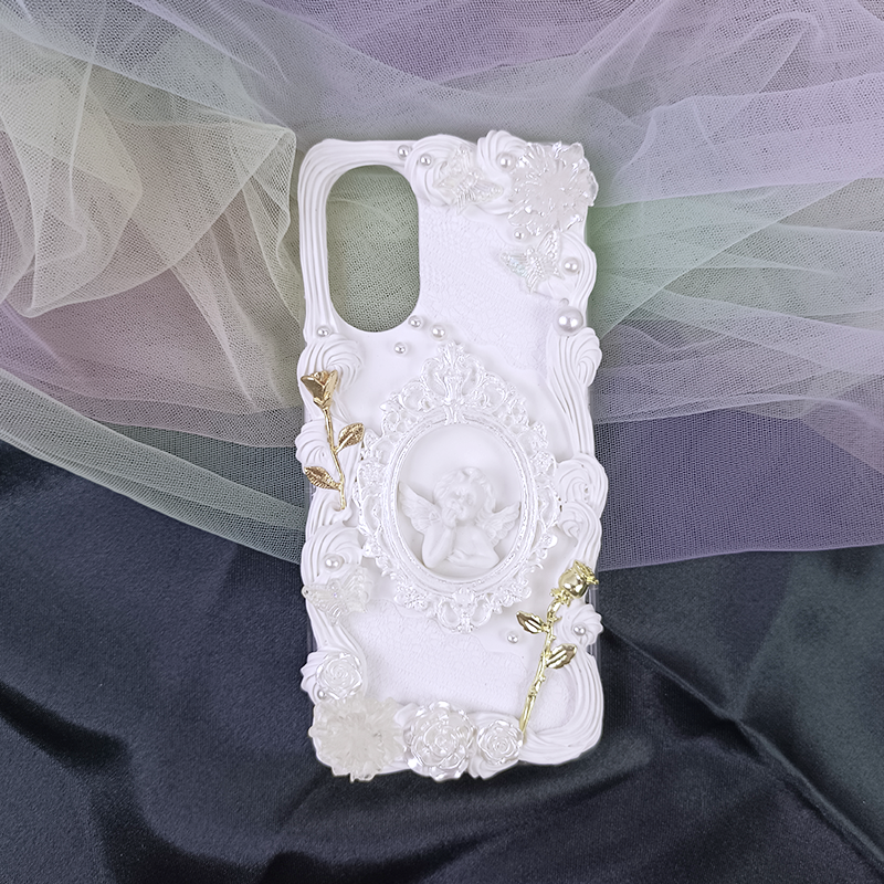 Baroque Angel Golden Romance Phone Case,Whipped Cream,DIY