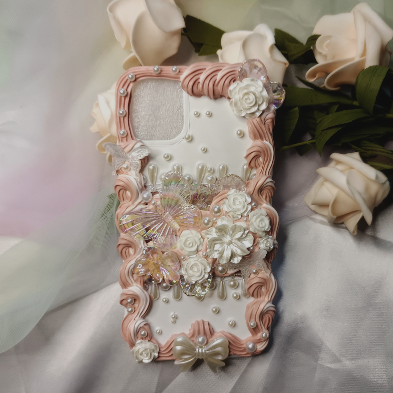 Pink Elegance Phone CasePink Flower,Whipped Cream,Custom phone case,DIY