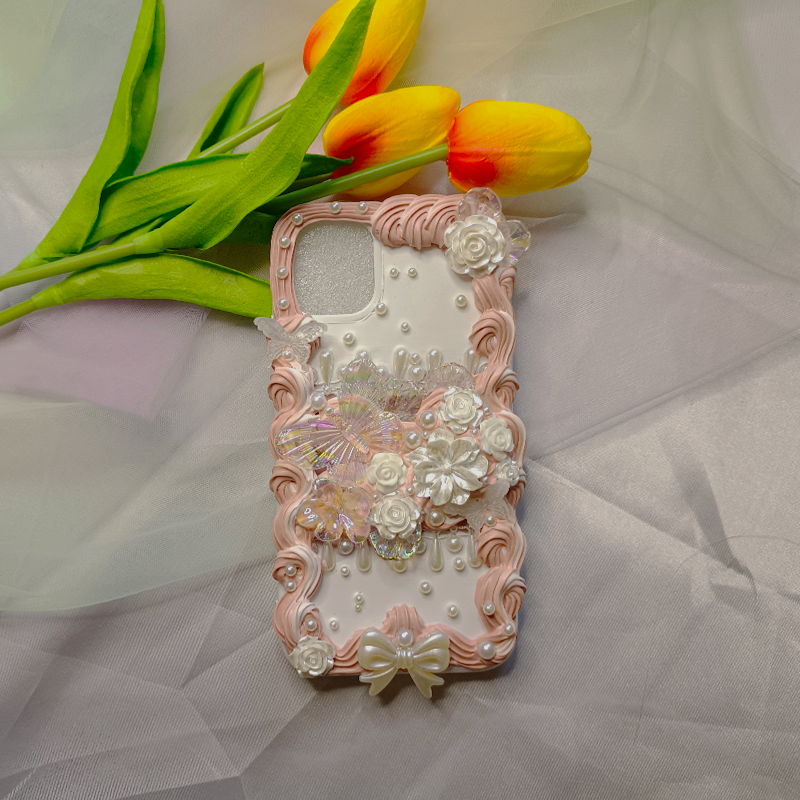 Pink Elegance Phone CasePink Flower,Whipped Cream,Custom phone case,DIY