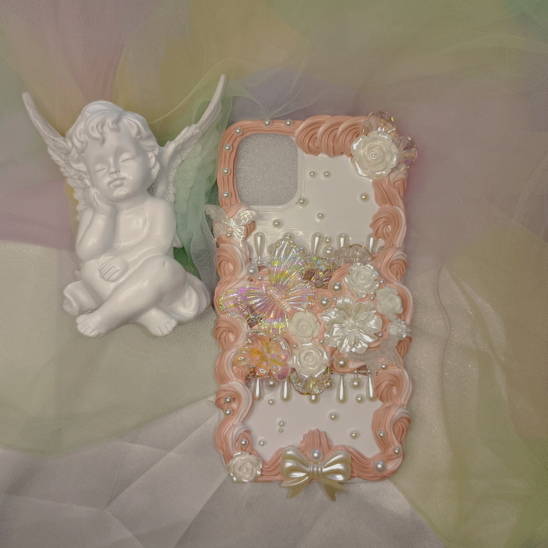 Pink Elegance Phone CasePink Flower,Whipped Cream,Custom phone case,DIY