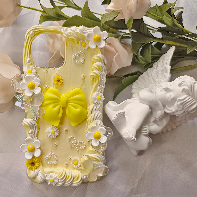 Yellow Rosette lucky,Whipped Cream Effect case, Custom phone case