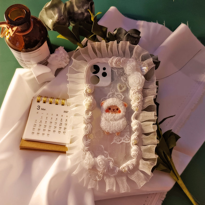 Exclusive for iPhone|Cute Wedding| Lovely Cream Glue | DIY | Transparent Phone Case