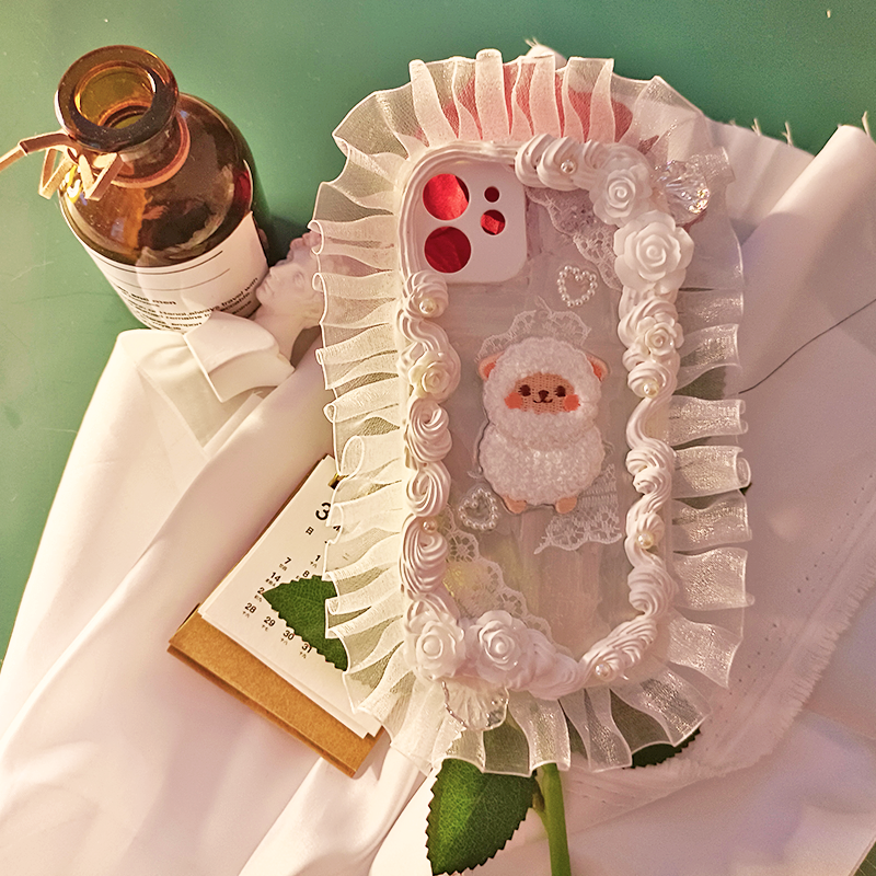 Exclusive for iPhone|Cute Wedding| Lovely Cream Glue | DIY | Transparent Phone Case