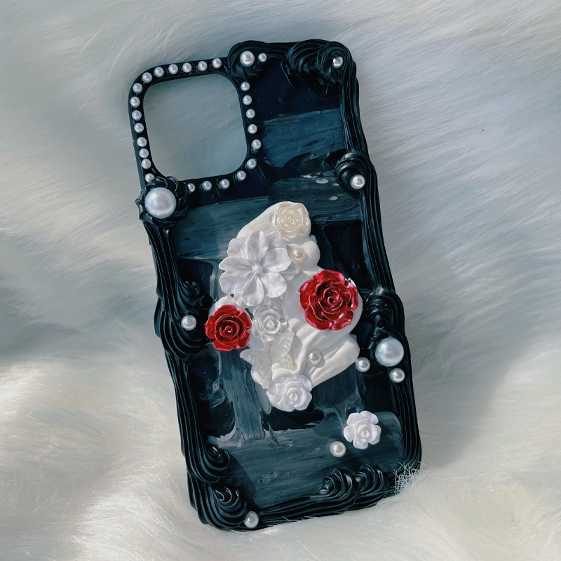 Dark Garden, Black,Whipped Cream Effect case, Custom phone case
