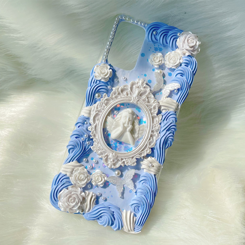 Light Exquisite Baroque-Inspired Phone Case,Whipped Cream,Customizable,DIY