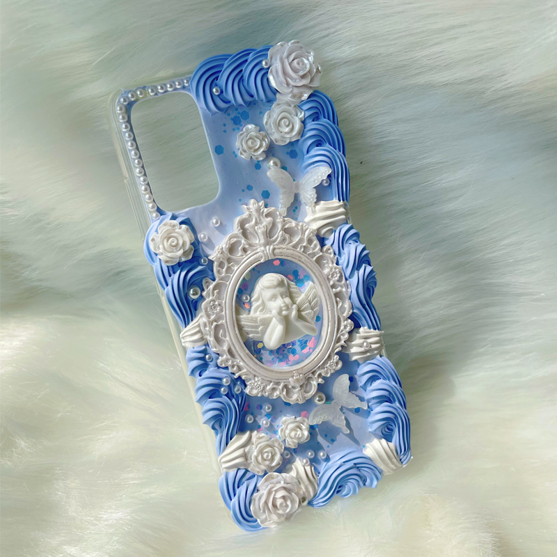 Light Exquisite Baroque-Inspired Phone Case,Whipped Cream,Customizable,DIY