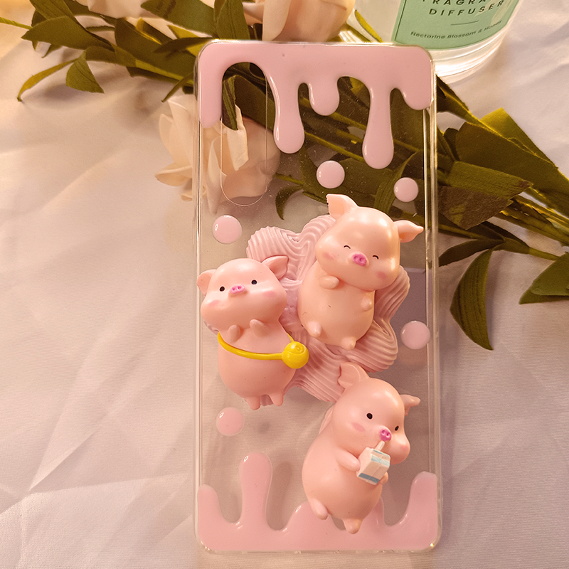 Pink Piggy Pals,Whipped Cream Effect case, Custom phone case, for all device