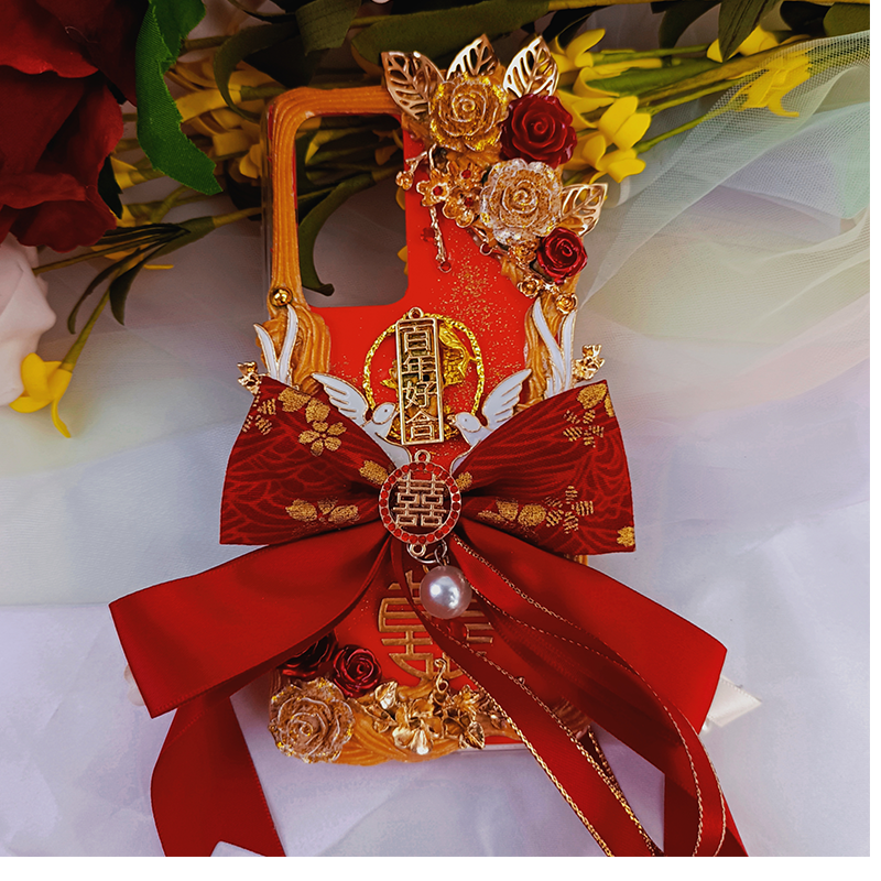 A Celebratory Phone Case Adorned with Tradition,Whipped Cream,Customizable,DIY