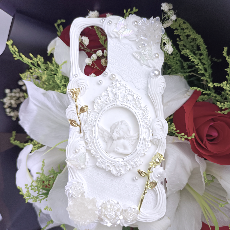 Baroque Angel Golden Romance Phone Case,Whipped Cream,DIY