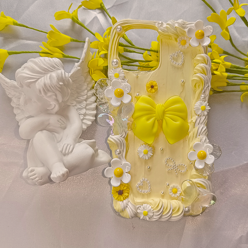 Yellow Rosette lucky,Whipped Cream Effect case, Custom phone case