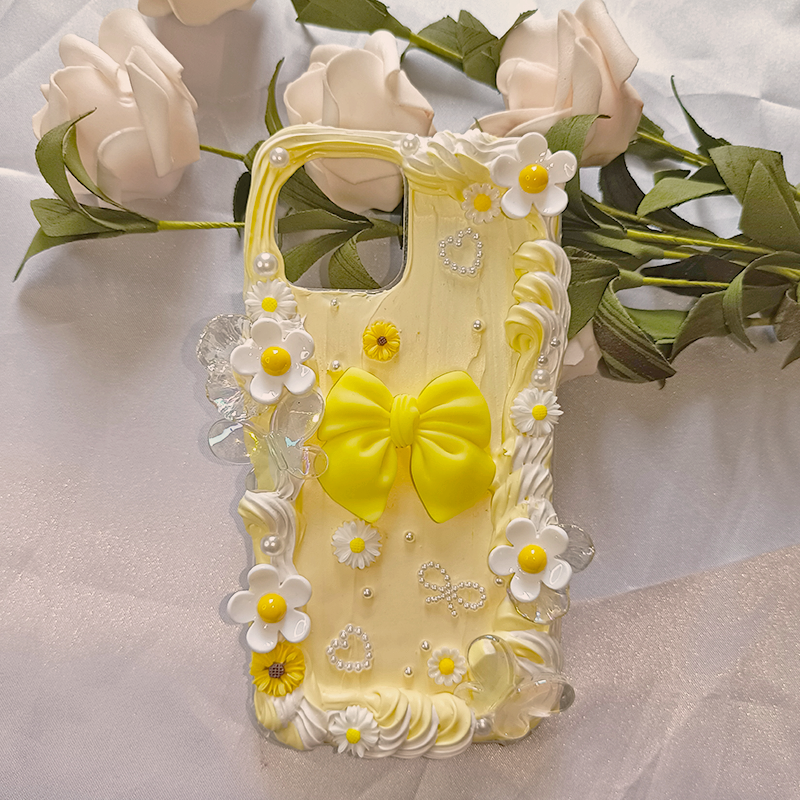 Yellow Rosette lucky,Whipped Cream Effect case, Custom phone case