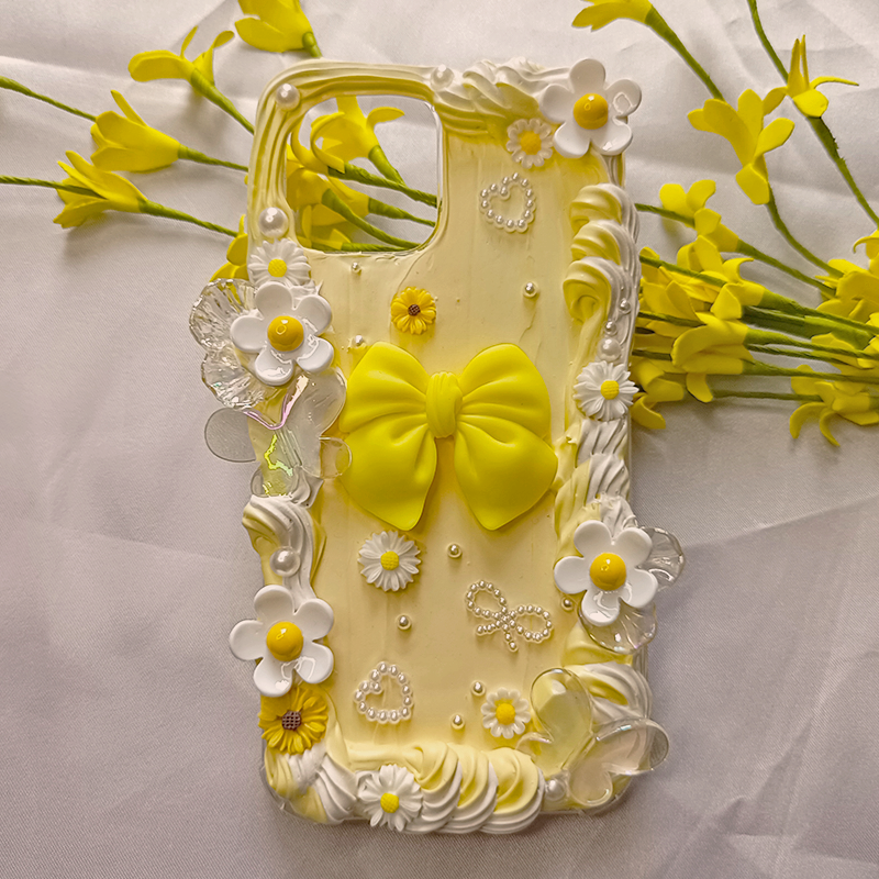 Yellow Rosette lucky,Whipped Cream Effect case, Custom phone case