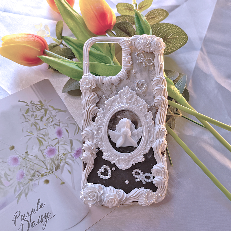 Exclusive for iPhone | Elegant Atmosphere  Angel Mirror Cream Glue Phone Case