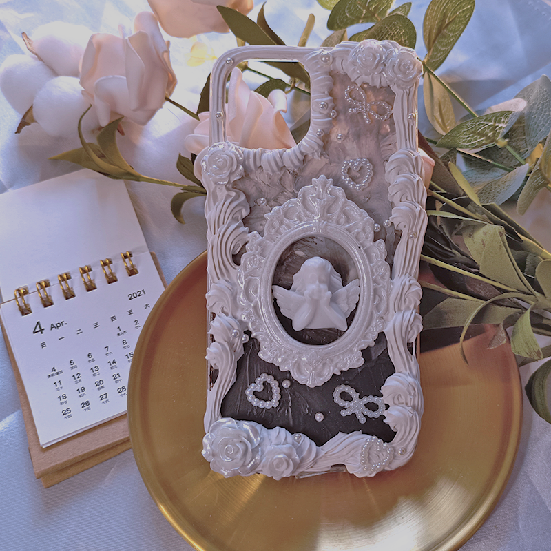 Exclusive for iPhone | Elegant Atmosphere  Angel Mirror Cream Glue Phone Case