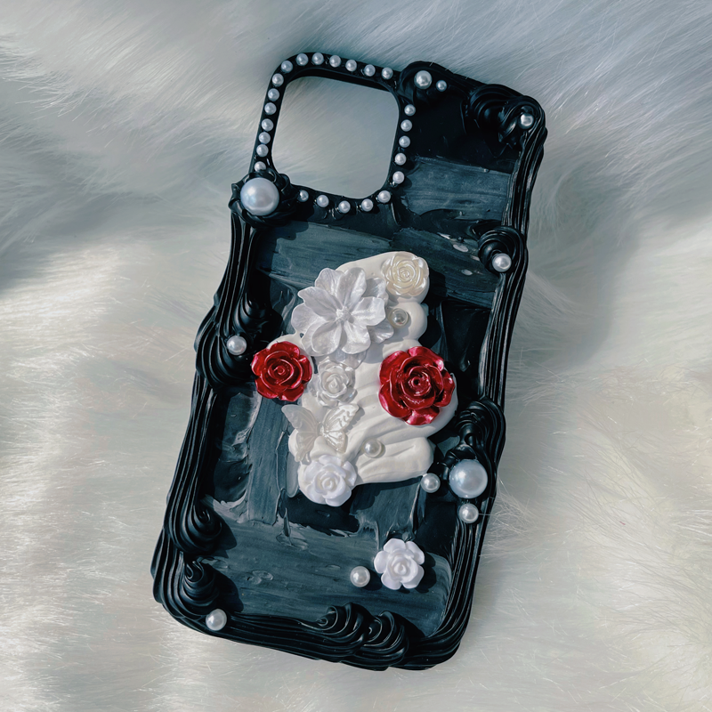 Dark Garden, Black,Whipped Cream Effect case, Custom phone case