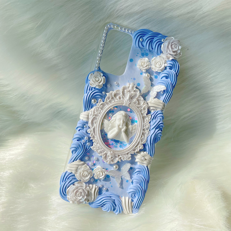 Light Exquisite Baroque-Inspired Phone Case,Whipped Cream,Customizable,DIY
