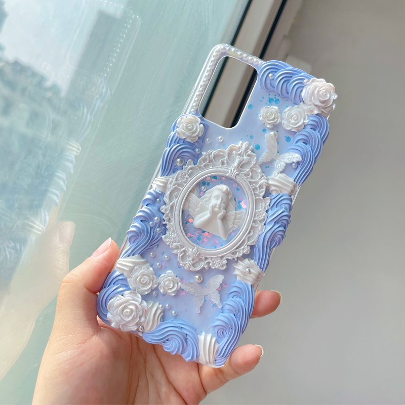 Light Exquisite Baroque-Inspired Phone Case,Whipped Cream,Customizable,DIY