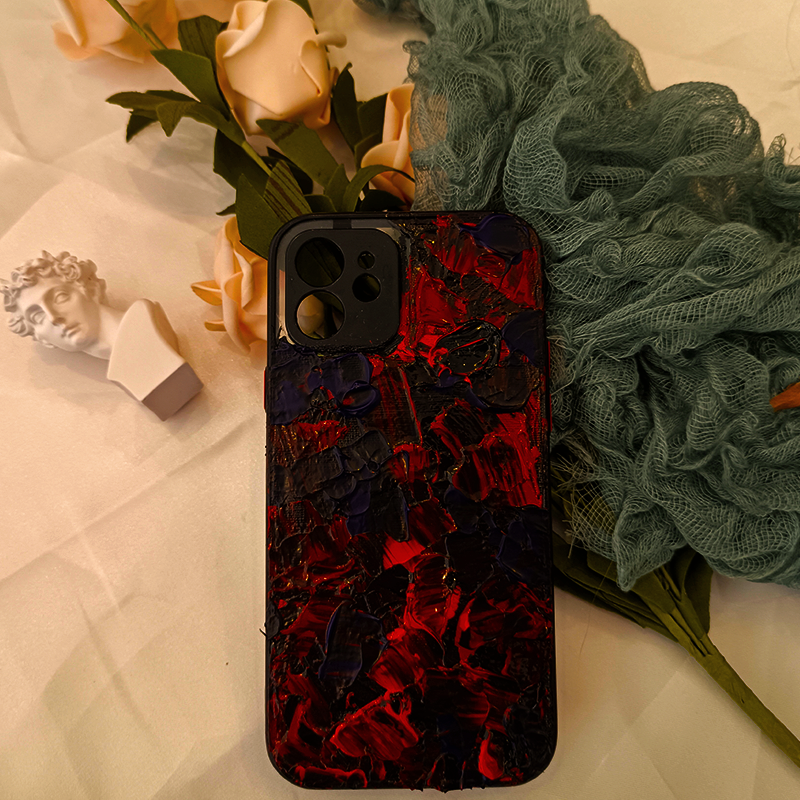 Bold Red & Black Masterpiece Phone Case,Whipped Cream,Customizable,DIY